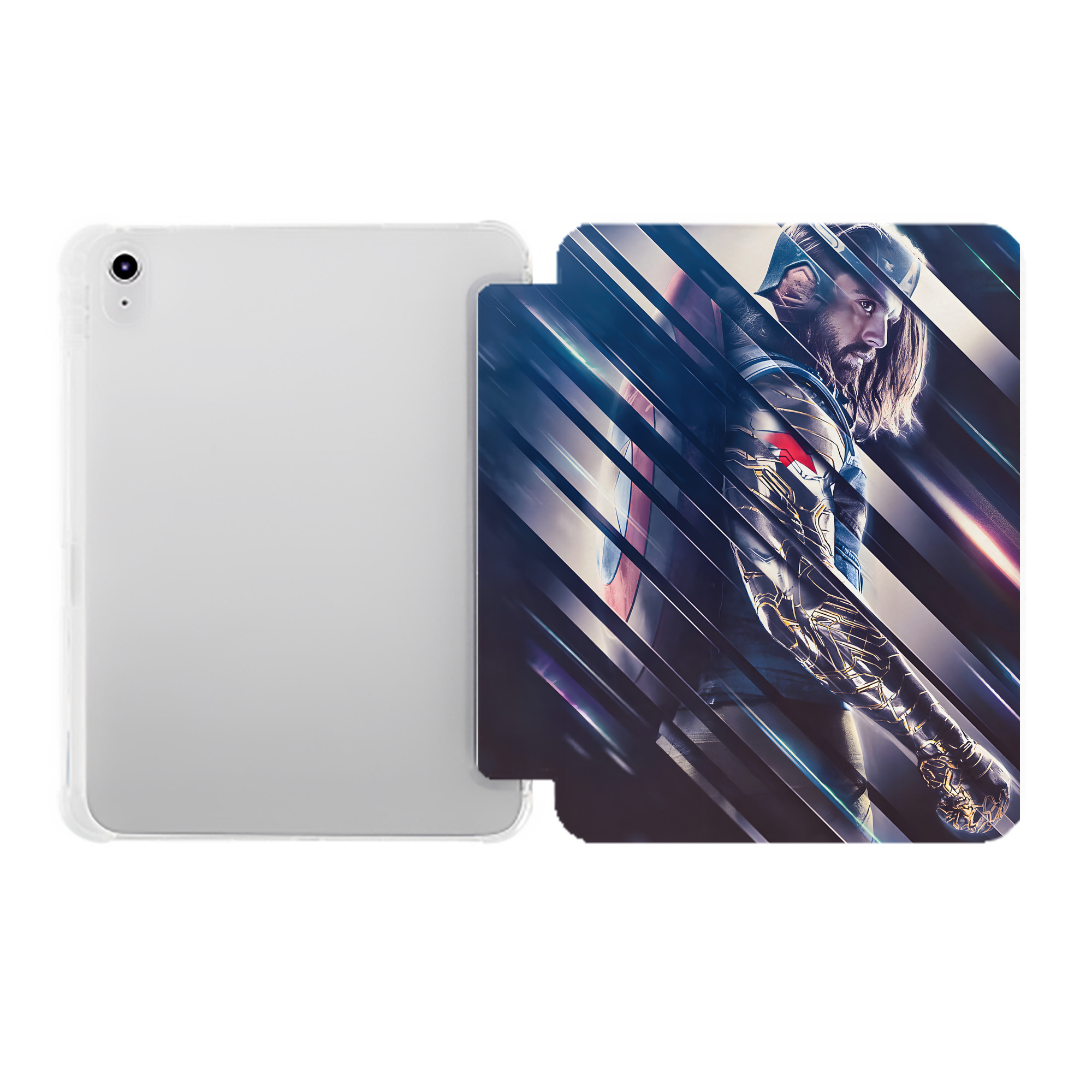 （画像用） アベンジャーズ The Avengers IPad ケース ペン収納付き 三つ折りスタンド PUレザー×シリコン 対応機種9.5/10.5/10.9インチ